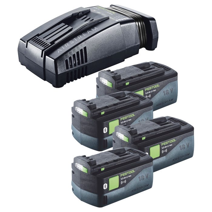 Festool Set Énergie : 4x Batteries BP 18 Li 5,0 ASI EU 5,0Ah 18V + Chargeur SCA 16 10,8V-18V (4x 577660) (576953) 0