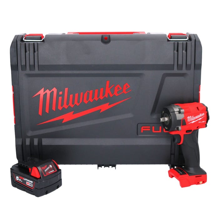 Milwaukee M18 FIW2F38-401X Visseuse à choc compacte sans fil 339 Nm 3/8 " 18V Brushless + 1x Batterie 5,0 Ah + Coffret HD Box 0