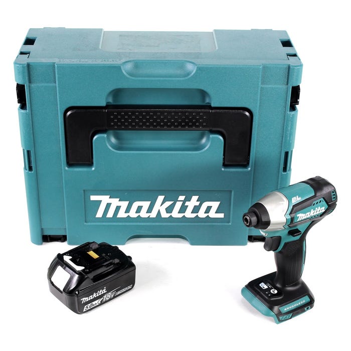 Makita DTD 155 RT1 Visseuse à percussion sans fil 18 V Brushless Li-Ion en Makpac + 1 x BL1850 5,0 Ah batterie - sans chargeur 0