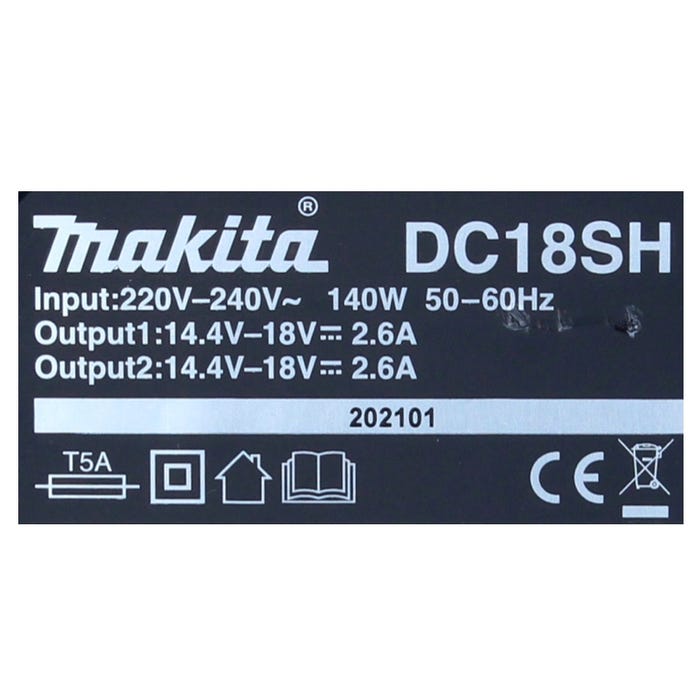 Makita Power Source Kit 18 V avec 2x BL 1850 B5,0 Ah batterie ( 197280-8 ) + DC 18 SH double chargeur ( 199687-4 ) 2