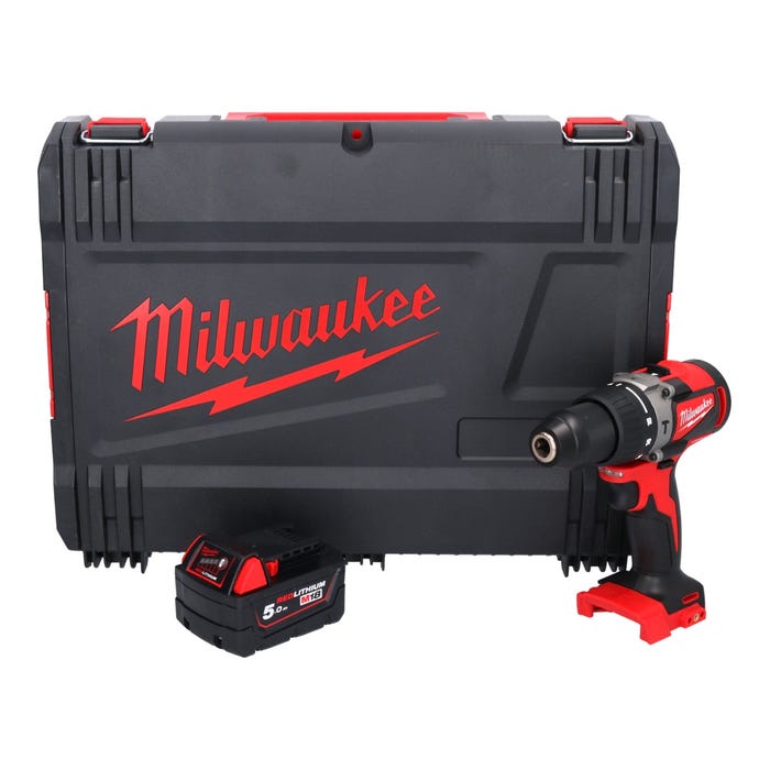 Milwaukee M18 BLPD2-501X Perceuse-visseuse à percussion sans fil 82 Nm 18V Brushless + 1x Batterie 5,0 Ah + Coffret HD - sans 0