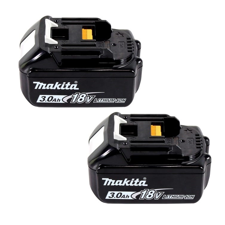 Makita Power Source Kit 18 V : 2x BL 1830 B Batteries 3,0 Ah + DC 18 SH Chargeur double (197599-5) (199687-4) 2