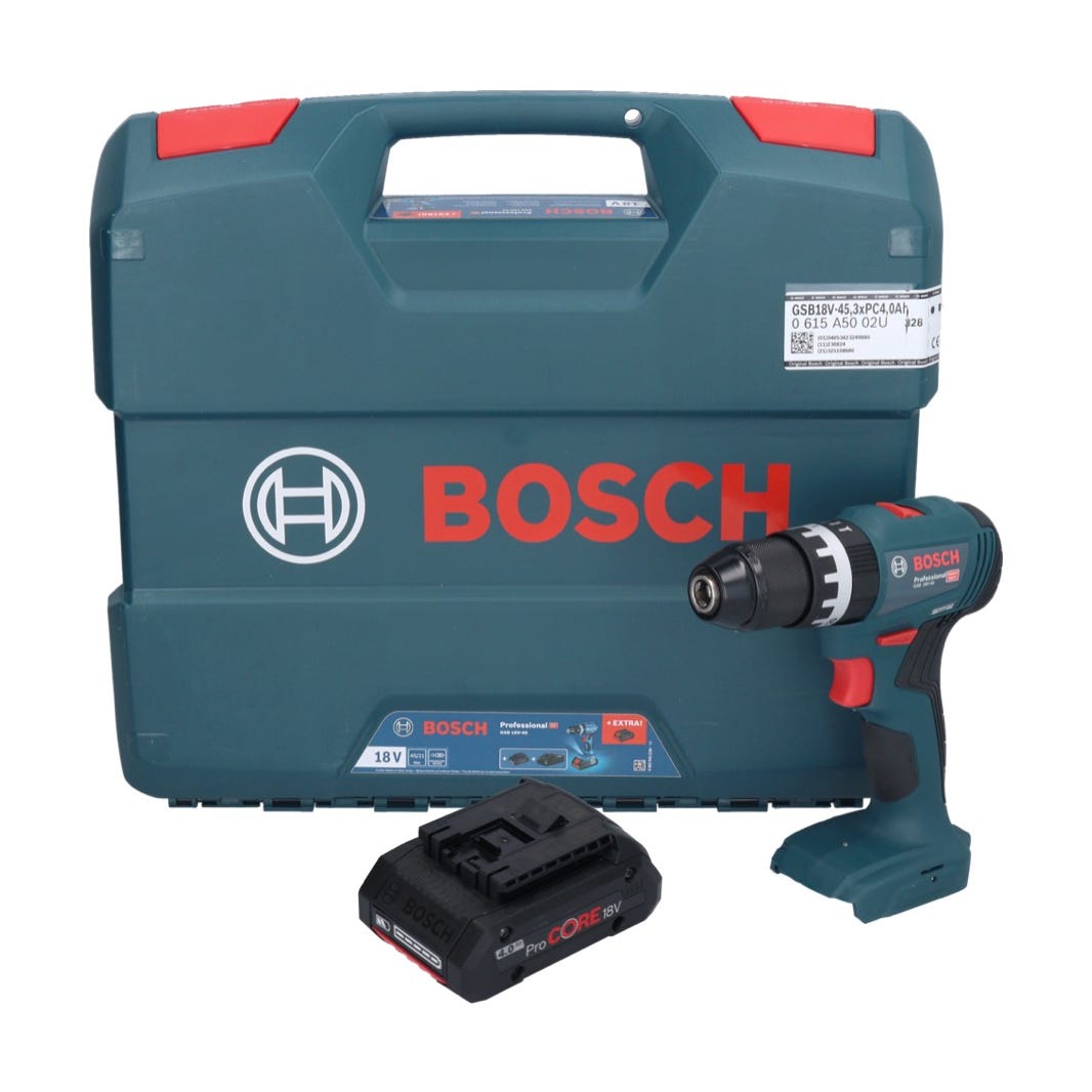 Bosch GSB 18V-45 Professional Perceuse-visseuse à percussion sans fil 18 V 45 Nm Brushless + 1x batterie ProCORE 4,0 Ah + 0