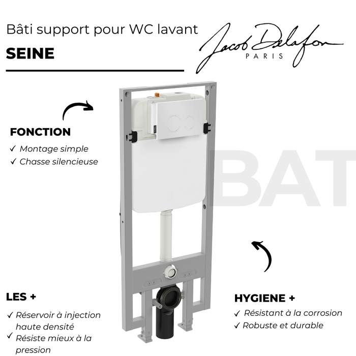 Bâti-support pour WC lavant JACOB DELAFON Seine avec plaque de commande 4
