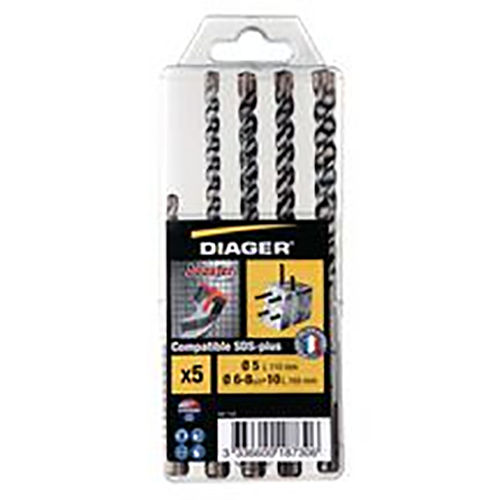Coffret 5 forets Booster plus SDS+ 5 à 10mm DIAGER 0