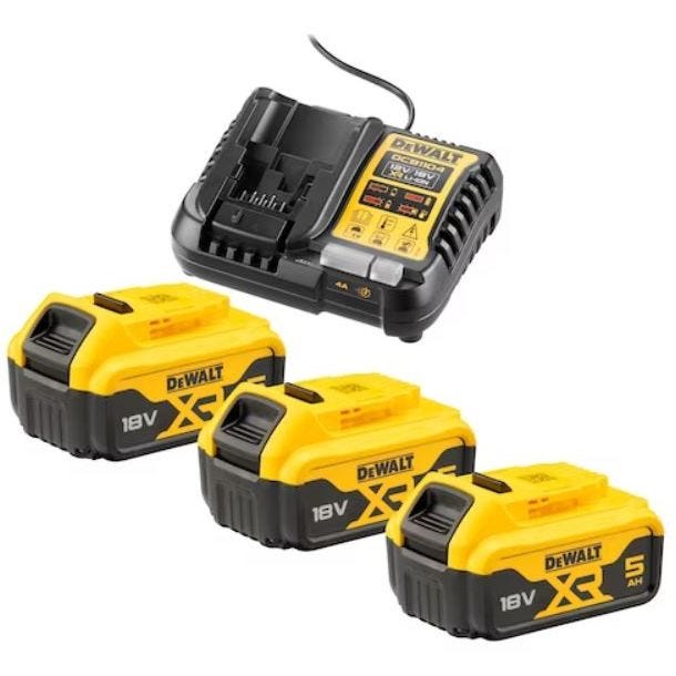 Pack 3 batteries 18V XR 5Ah + chargeur - DEWALT - DCB1104P3-QW 0