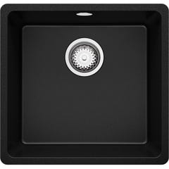 Evier Sous Plan Noir, 44 x 46 cm, Evier en Granit 1 bac + Kit de Vidage, Lavabo Cuisine de Primagran 0