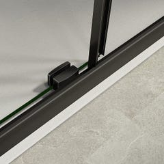 GRAND VERRE Porte de douche 150x185 ouverture coulissante en verre securit 6mm transparent et cadre noir mat 3