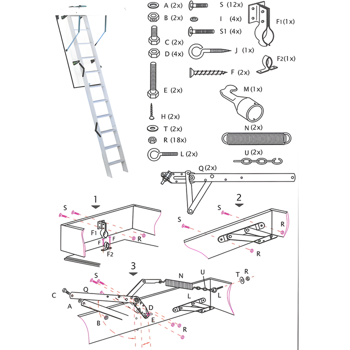 HandyStairs escalier escamotable Profi+ - Dimensions du caisson 140 x 70 cm - Hauteur 315 cm - Valeur U 1,26 W/m² 1