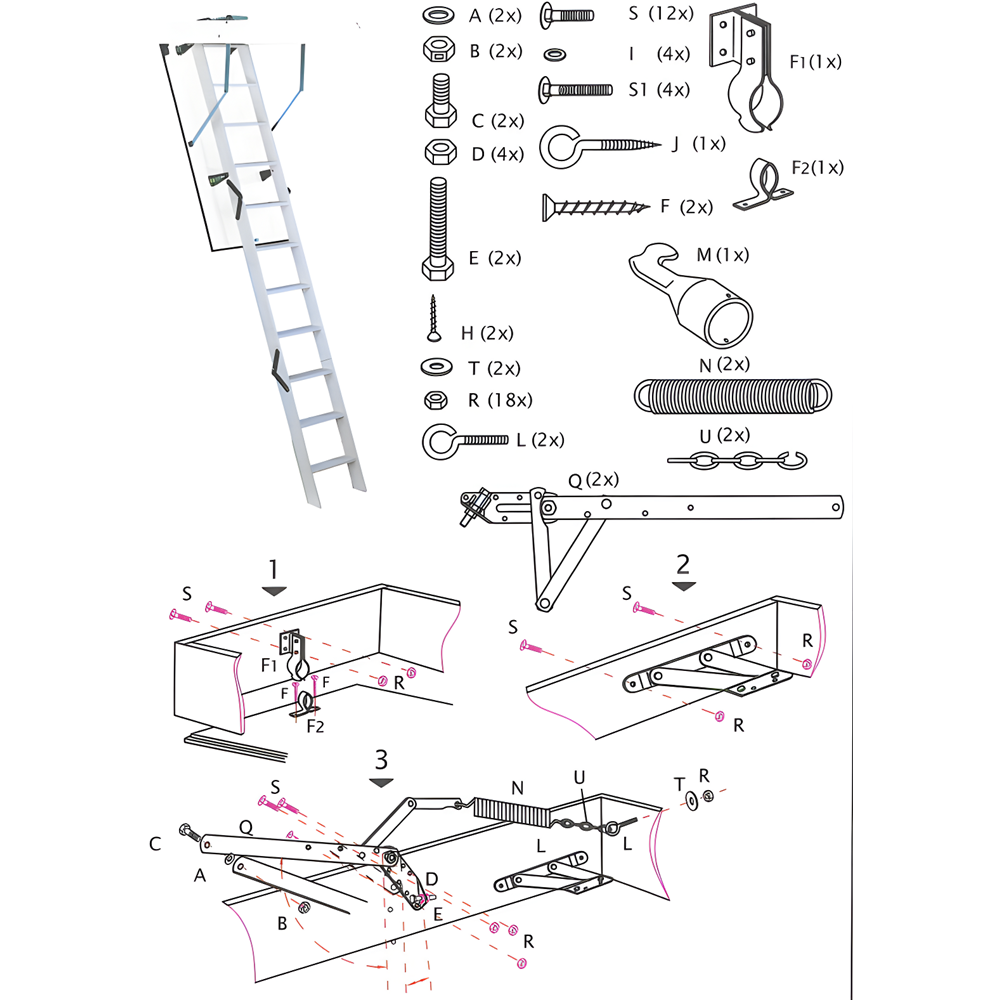 HandyStairs escalier escamotable Profi+ - Dimensions du caisson 120 x 70 cm - Hauteur 315 cm - Valeur U 1,26 W/m² 1