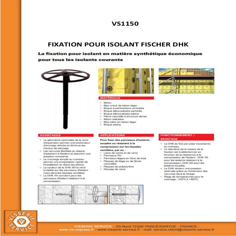 Fixation FISCHER Pour ISOLANT DHK 120 - 30 pièces 1