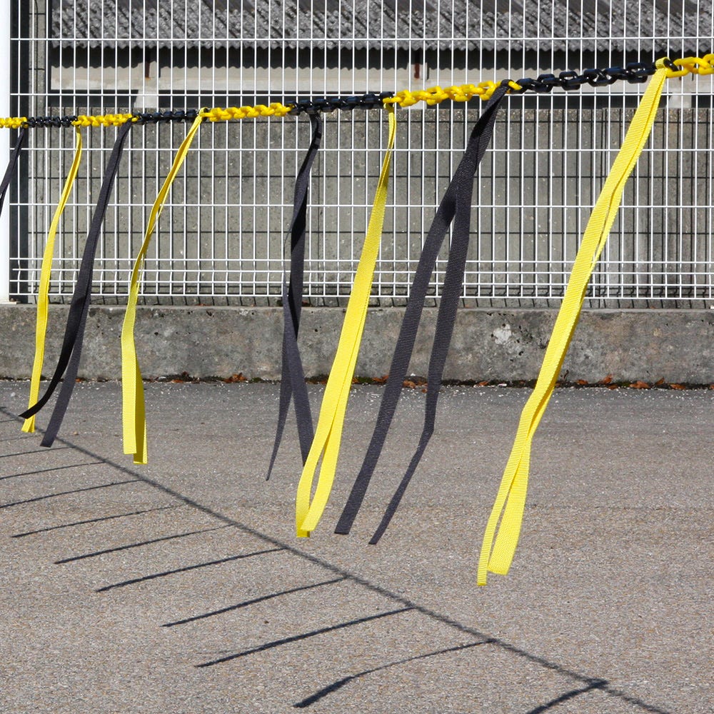 Barrière de chaîne 25m x Ø 6mm avec bandelettes doubles Jaune/Noir - 1360266 0