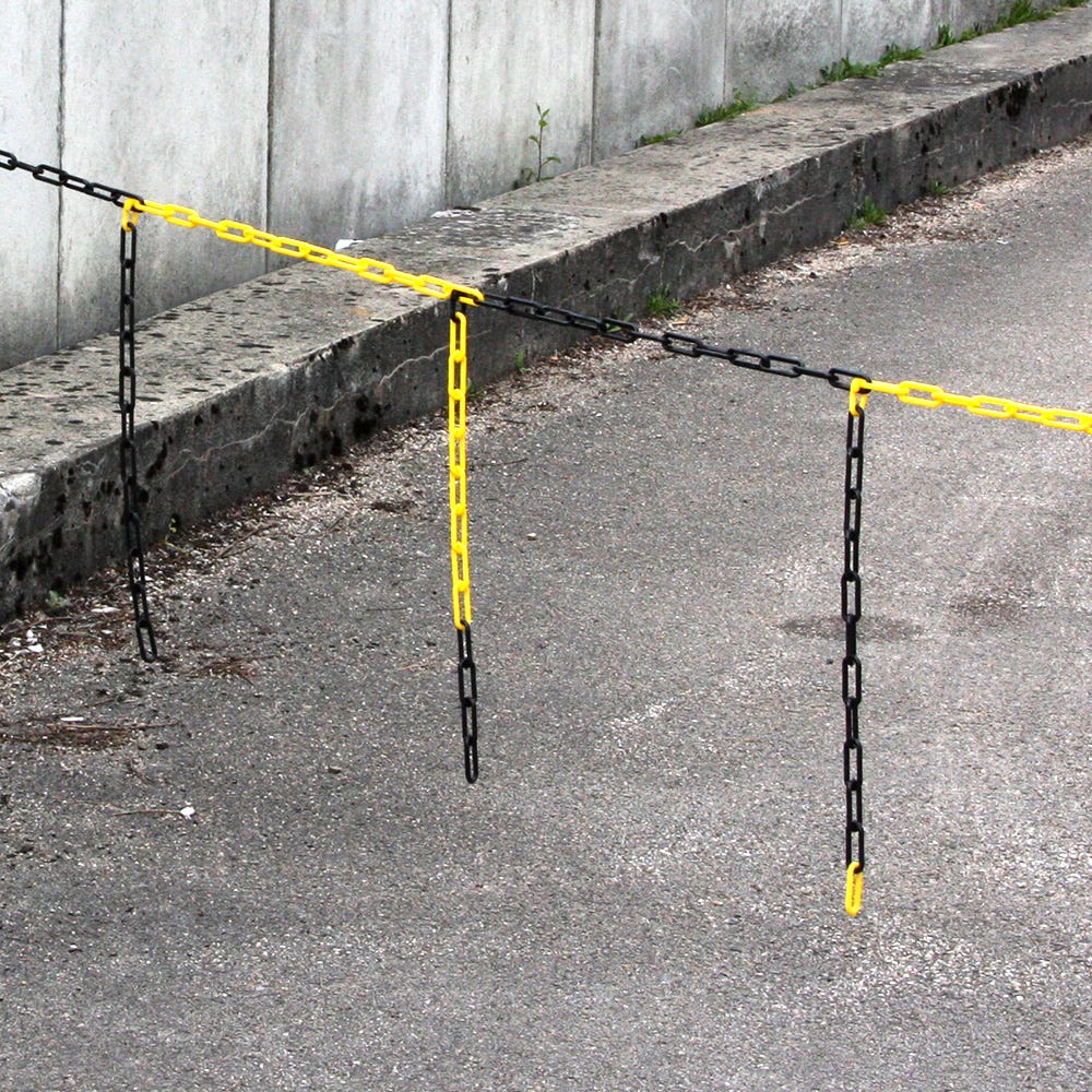 Barrière de chaîne 25m x Ø 6mm avec morceaux de chaîne Jaune/Noir - 1360105 0