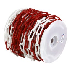 Chaîne Ø 10mm x 25m Rouge/Blanc en bobine - Polyamide - 1305038 0