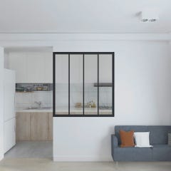 Schulte Verrière Atelier, fenêtre d’intérieur, H.130xl.123 cm, 4 vitrages, carreaux transparents, cadre et profilés noirs mats, prête à poser 0