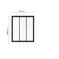 Schulte Verrière Atelier, fenêtre d’intérieur, H.108xl.93 cm, 3 vitrages, carreaux transparents, cadre et profilés noirs mats, prête à poser 2