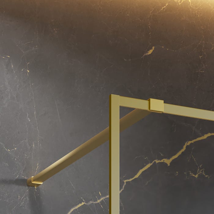 Schulte Paroi de douche à l'italienne dorée, 120x200 cm, verre de sécurité transparent 6 mm, encadrement alu or mat, Walk In, traitement anticalcaire 1
