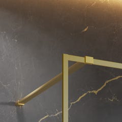 Schulte Paroi de douche à l'italienne dorée, 100x200 cm, verre de sécurité transparent 6 mm, encadrement alu or mat, Walk In, traitement anticalcaire 1