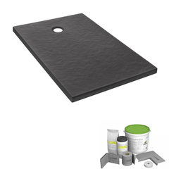 Pack receveur de douche 140 x 80 JACOB DELAFON Ipso rectangle gris anthracite + Kit d'étanchéité WEDI 0