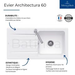 Evier VILLEROY ET BOCH Architectura 60 vidage auto + Robinet de cuisine Finera Bronze 1