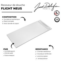 Pack receveur de douche antidérapant 140 x 90 JACOB DELAFON Flight Neus rectangle blanc+Kit d'étanchéité WEDI + Bonde + Capot 4