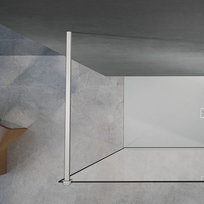 GRAND VERRE Barre de maintien 140cm en aluminium anodisé blanc mat pour verre 6-8mm 2