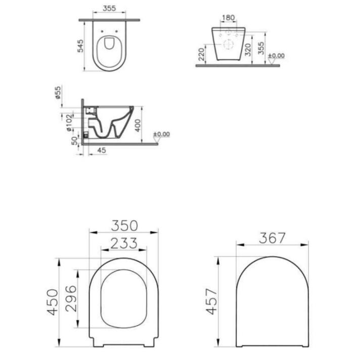 Vitra Integra WC sans bride + Abattant avec frein de chute en Duroplast, Noir mat (7041-083-6285) 3