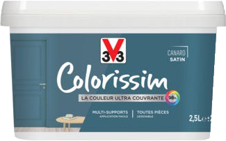 Peinture intérieure multi-supports acrylique satin bleu canard 2,5 L - V33 COLORISSIM